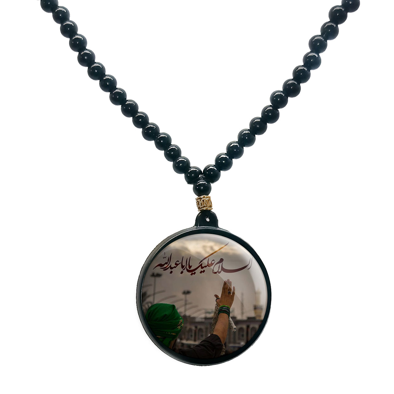 گردنبند پرمانه طرح امام حسین کد pmd.23536 مدل دو طرفه