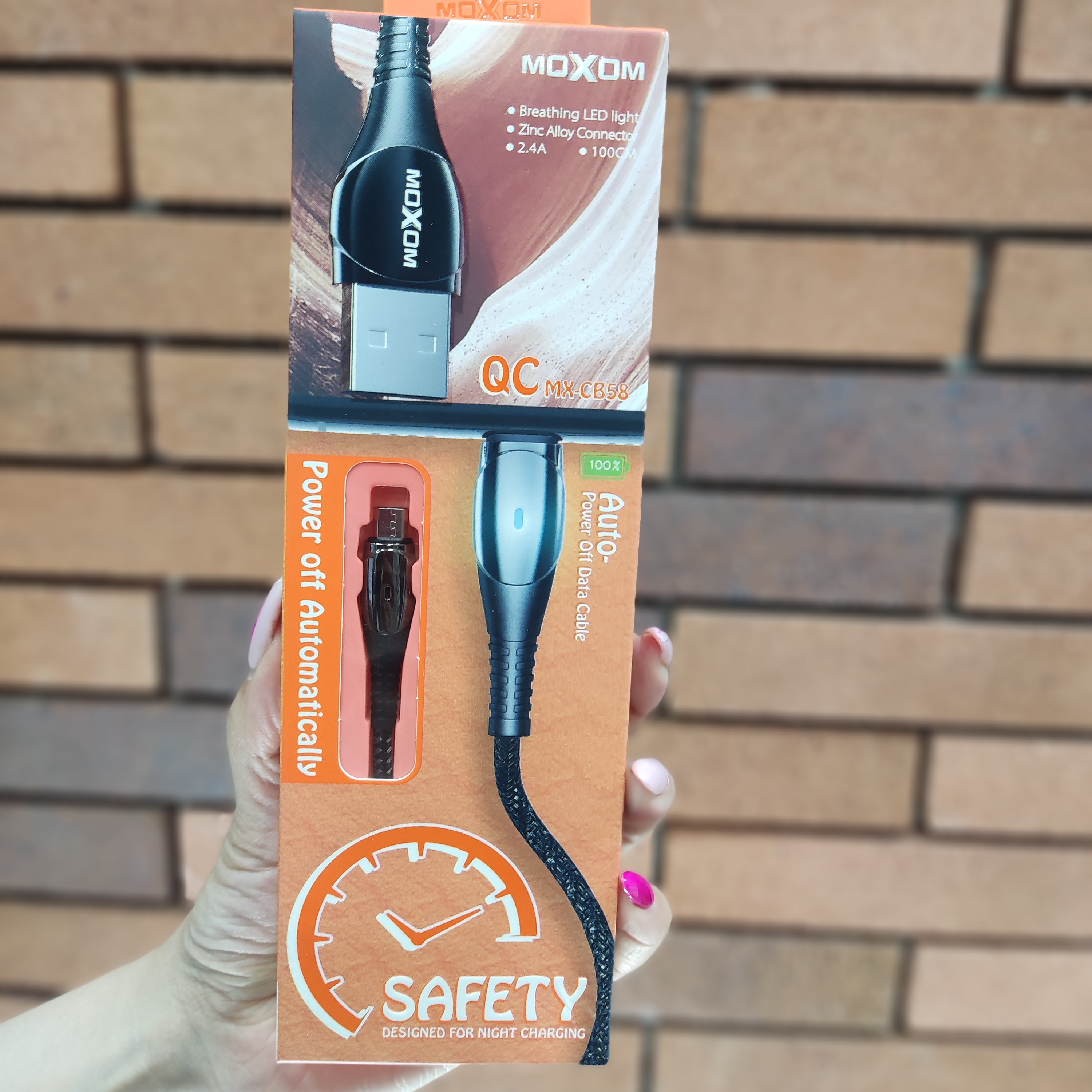 کابل فست شارژ microUSB موکسوم MOXOM مدل MX-CB58