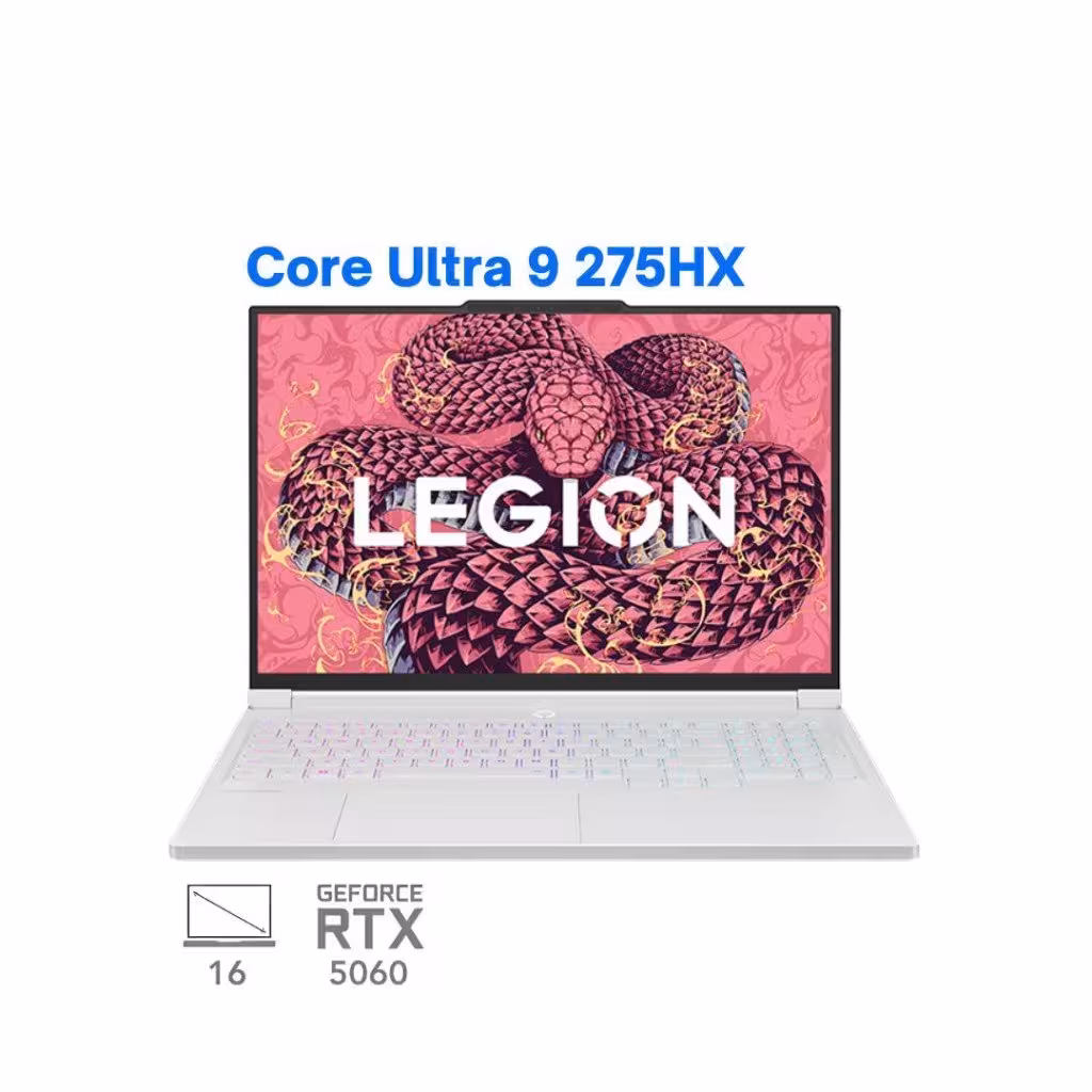 لپ تاپ گیمینگ لنوو مدل Legion 7 Slim Y9000X (2025) با پردازنده Core Ultra 9 275HX، رم 32GB، حافظه 1TB، گرافیک 115W RTX 5060/5070 و صفحه نمایش 2.5K 240Hz OLED (رنگ سفید).