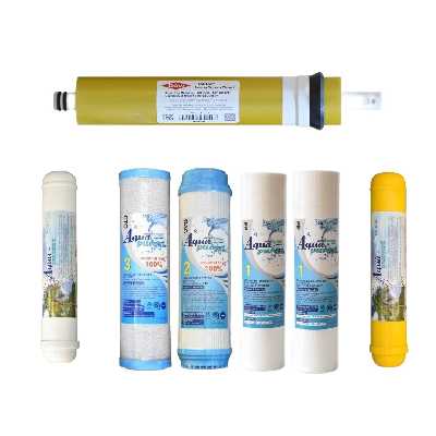 فیلتر دستگاه تصفیه کننده آب آکوا پیورست مدل AP-RO GOLD 07 مجموعه 6 عددی به همراه فیلتر ممبران فیلمتگ مدل DOW