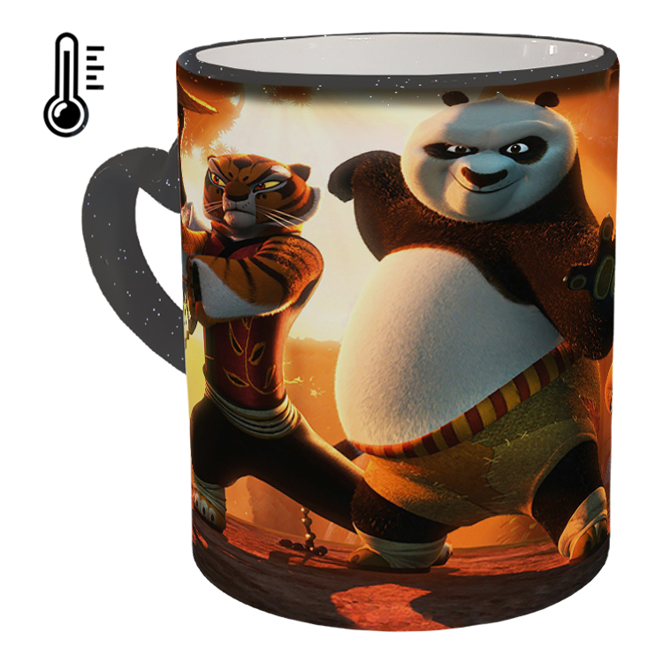 ماگ حرارتی مدل دسته قلبی اکلیلی طرح پاندا کنگ فو کار کد 22