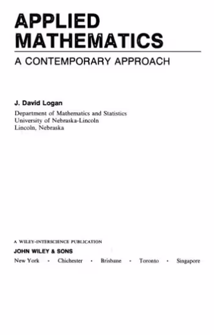 خرید و دانلود نسخه کامل کتاب Applied Mathematics: A Contemporary Approach