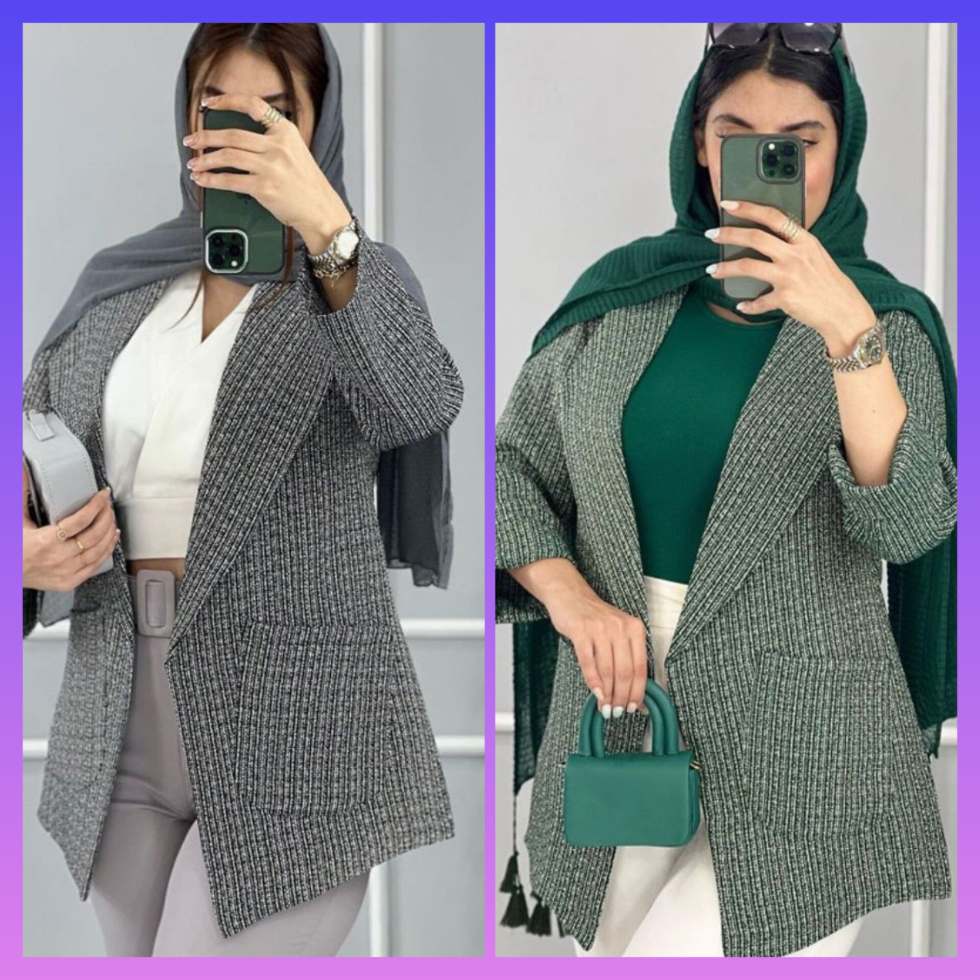 مانتو شاین جنس شانل بافت
رنگ سبز طوسی کرمی
سایز ها یک 38تا42دو 44تا 46