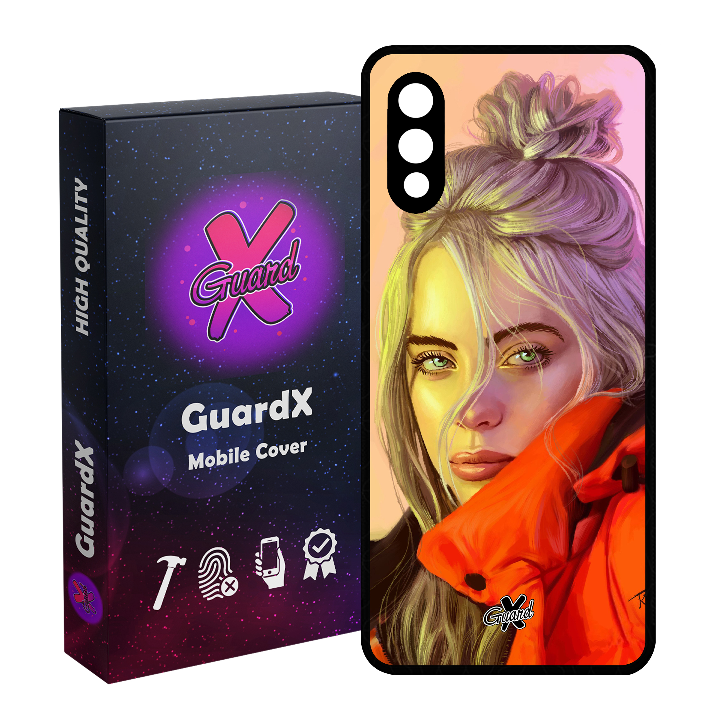 کاور گارد ایکس طرح Billie Eilish مدل Glass10217 مناسب برای گوشی موبایل سامسونگ Galaxy A02 / M02
