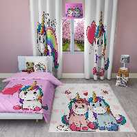 ست نه تکه اتاق خواب فرش پرده روتختی لوستر ساعت اباژور سطل جا دستمال کودک و نوجوان پسرانه و دخترانه