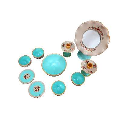 ظروف 9 تکه هفت سین سفالی مدل گل سرخی کد 009