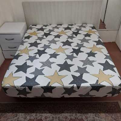 سرویس ملحفه مدل کشدوز niki06.25 180 طرح استار کد دو نفره سه تکه