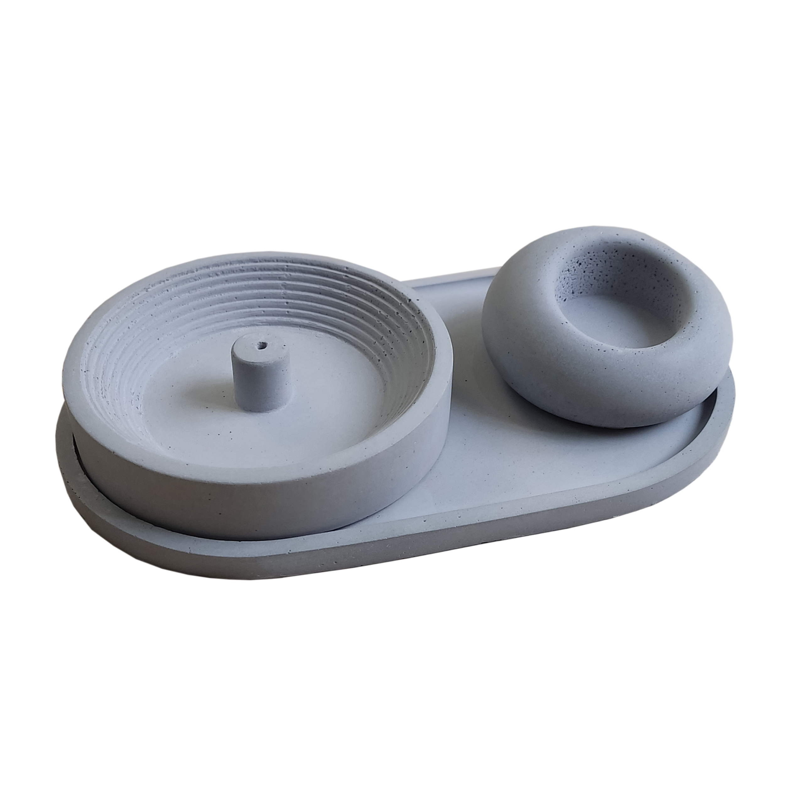 ست 3 تکه جاعودی و جا شمعی بتنی مدل S_15