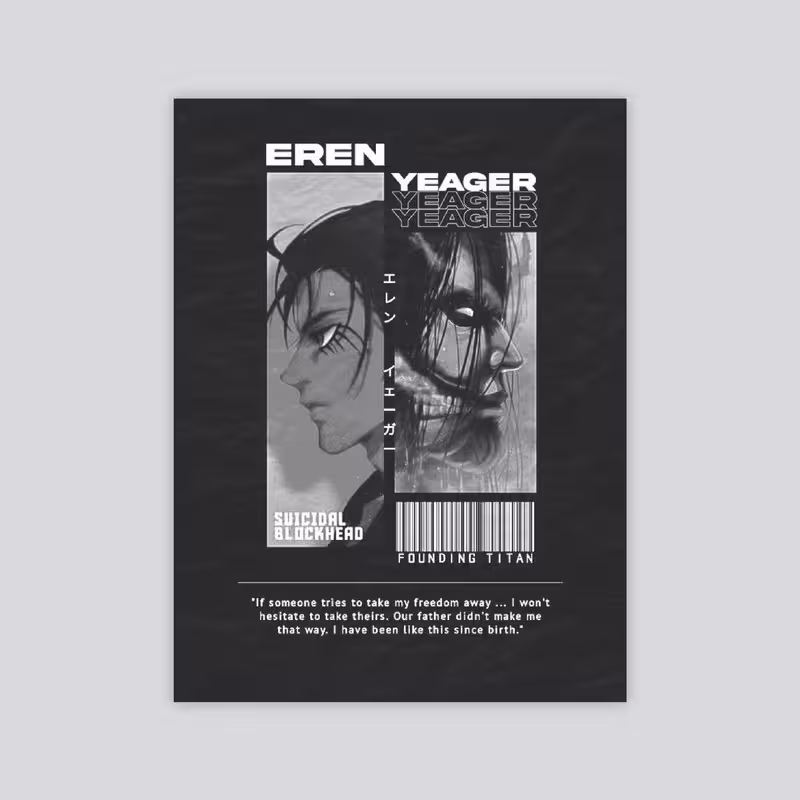 تابلو شاسی طرح انیمه ATTACK ON TITAN مدل EREN 1 | دنیای قاب