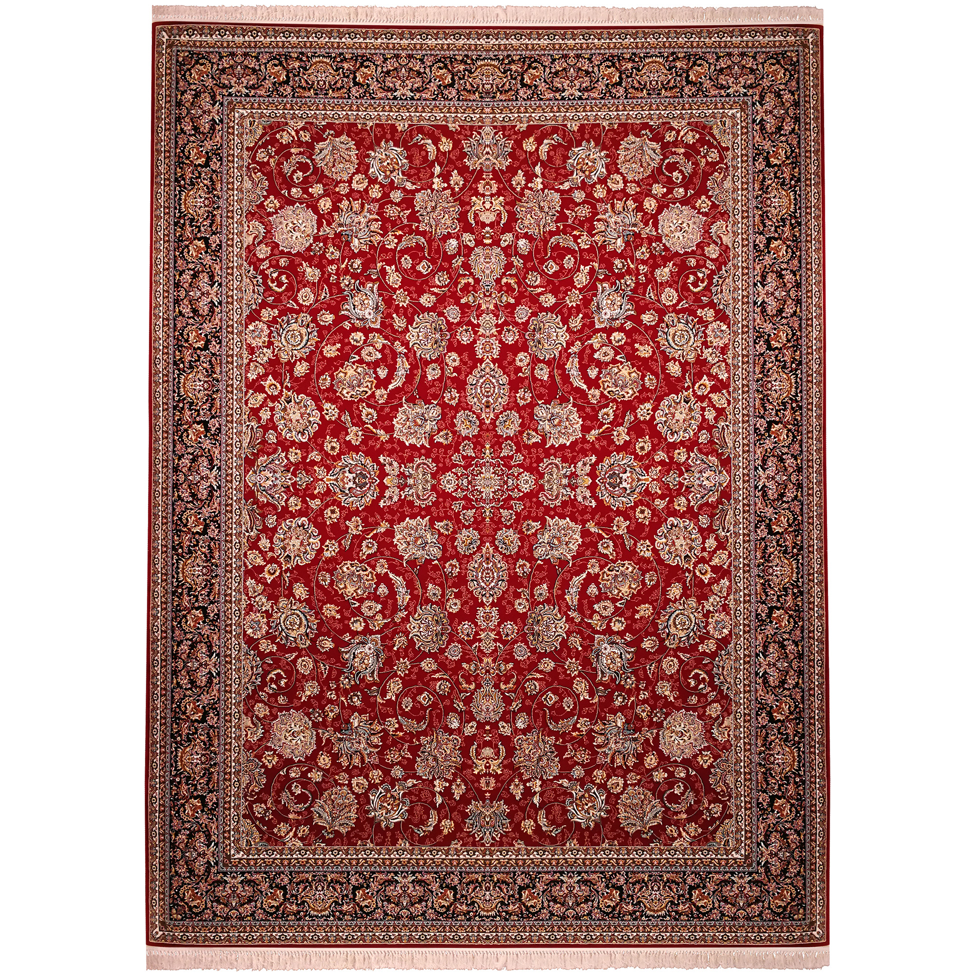 فرش ماشینی زمرد مشهد طرح افشان مدل گل  زمینه لاکی