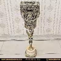 سطل و جا دستمال کاغذی برنزی مدل گل رز فرشته با سنگ سفید کد 1763s