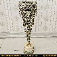 سطل و جا دستمال کاغذی برنزی مدل گل رز فرشته با سنگ سفید کد 1763s