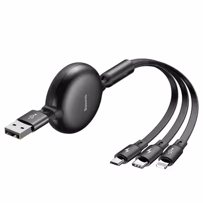 کابل تبدیل USB به لایتنینگ /USB-C/microUSB باسئوس مدل 3IN1 LITTLE OCTOPUS طول 1.2 متر