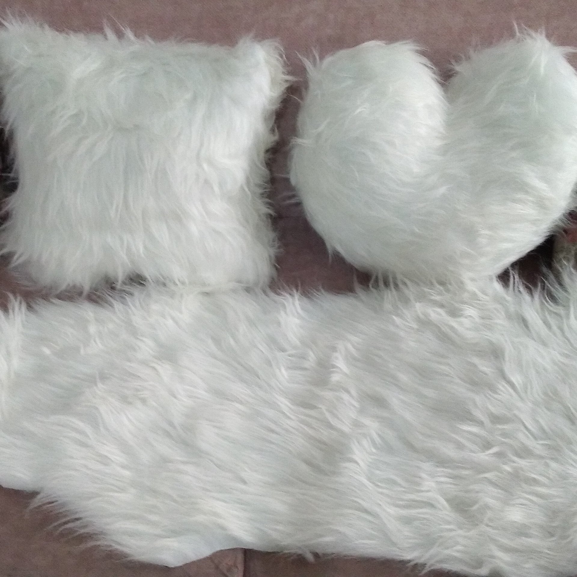 ست دو عددی کوسن خز پرز بلند طرح مربع و قلبی  