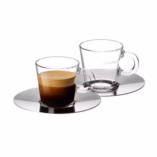 فنجان دو عددی نسپرسو با نعلبکی استیل مدل View Espresso - کافی کالا