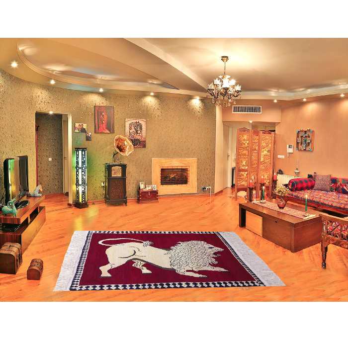 فرش دستبافت یک و دو دهم متری مدل شیر قشقایی کد 9589