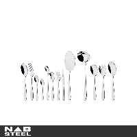 سرویس قاشق و چنگال ناب استیل 86 پارچه مدل ورونا استیل براق جعبه چوبی مشکی