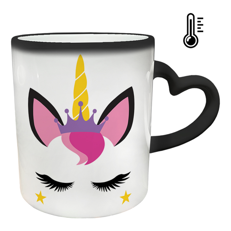 ماگ حرارتی مدل دسته قلبی طرح یونیکورن کد 52