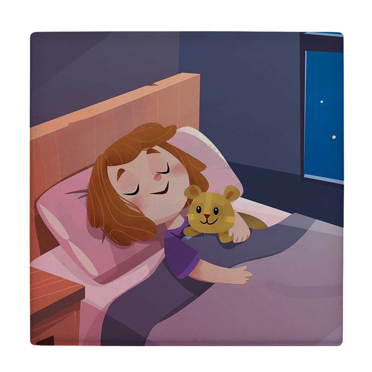  زیر لیوانی  طرح نقاشی دختر بچه و گربه کد    6198149_5605