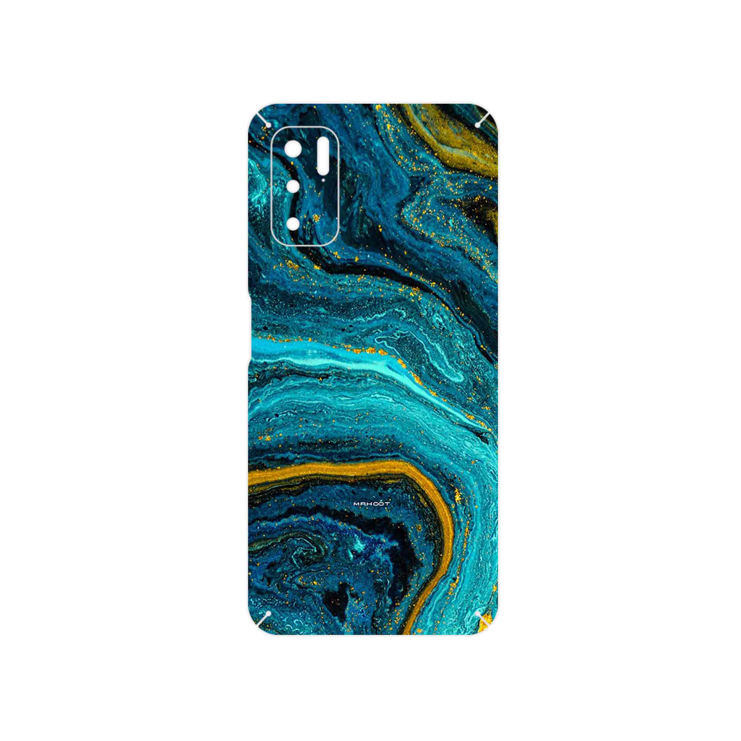 برچسب پوششی ماهوت مدل Turquoise marblewith golden streaks مناسب برای گوشی موبایل شیائومی Redmi Note 10 5G