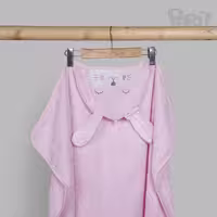 حوله دورپیچ کلاهدار پاپو طرح خرگوش صورتی