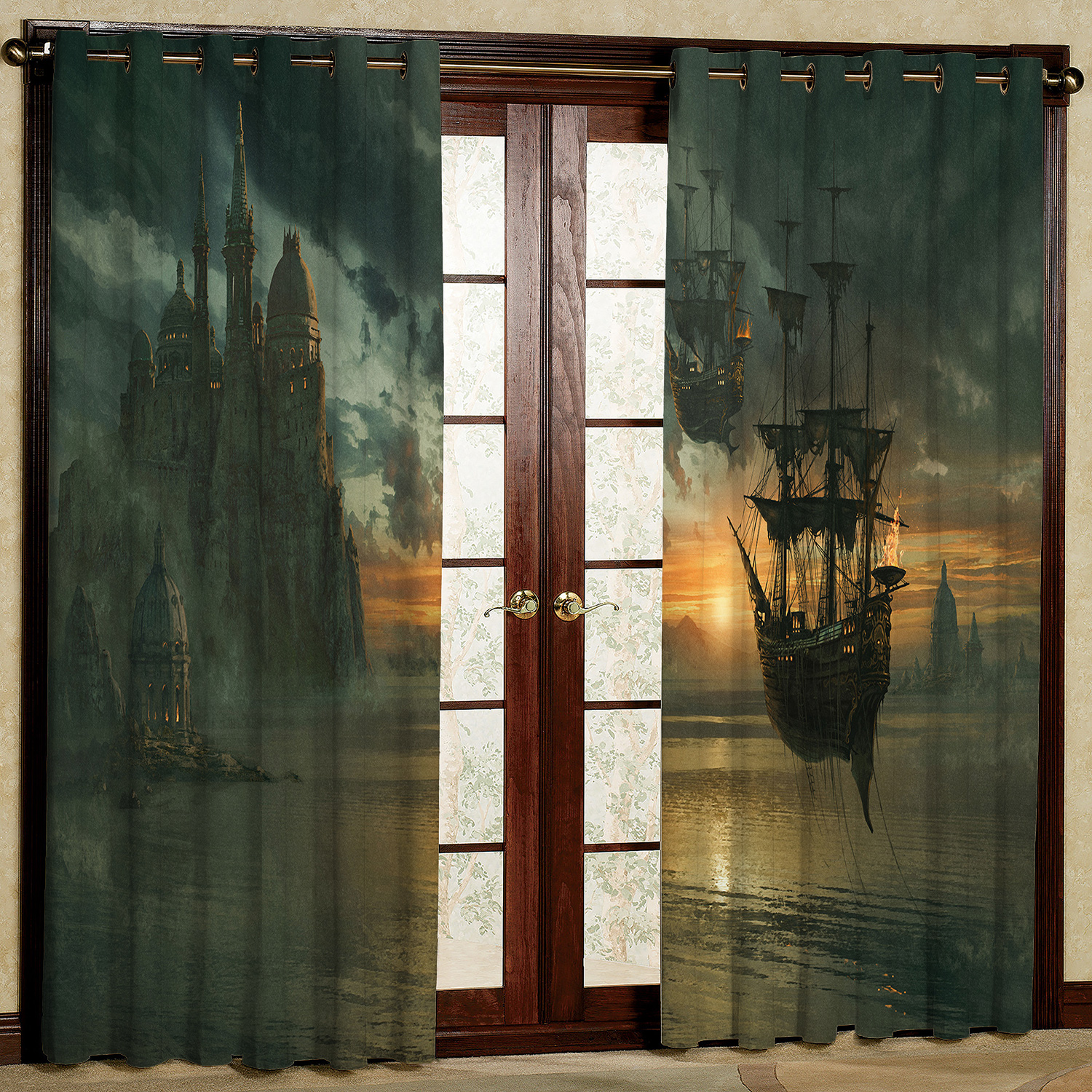 پرده مدل کشتی قدیمی مخمل پانچی کد 2409 سایز 200x140 سانتی متر