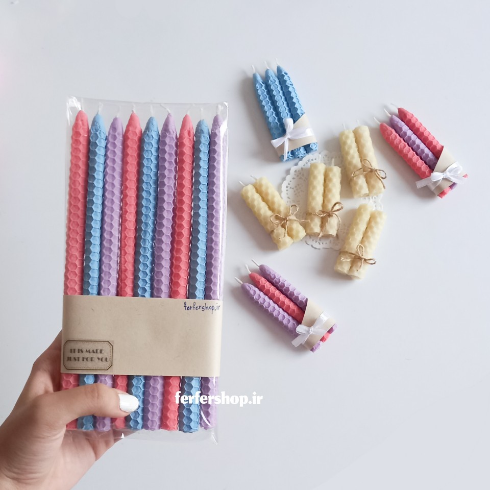 شمع قلمی موم عسل طبیعی رنگ دلخواه