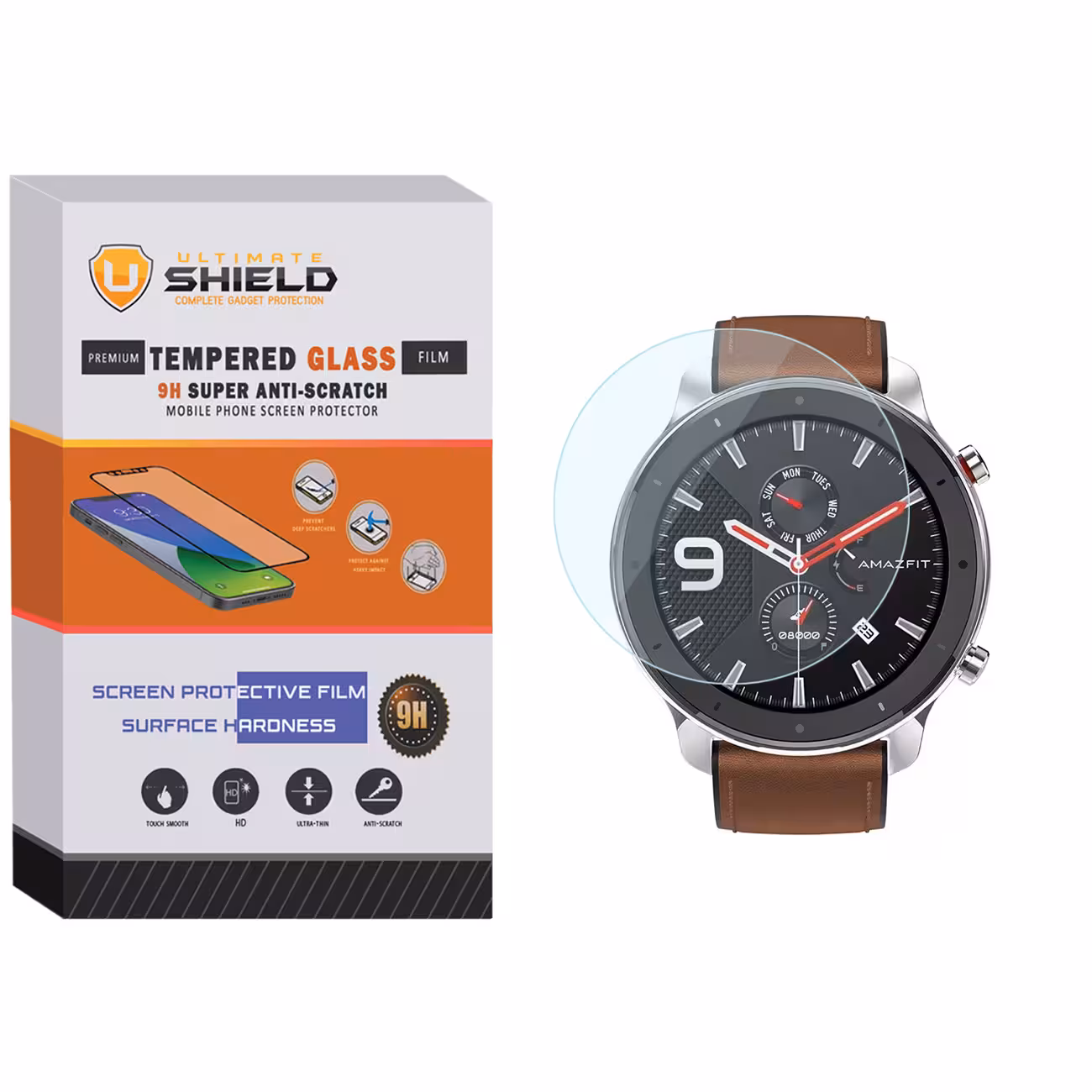 محافظ صفحه نمایش شیشه ای آلتیمیت شیلد مدل SH-UL مناسب برای ساعت هوشمند آمیزفیت GTR 47mm