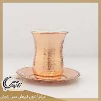 استکان و نعلبکی مسی کمر باریک چکشی