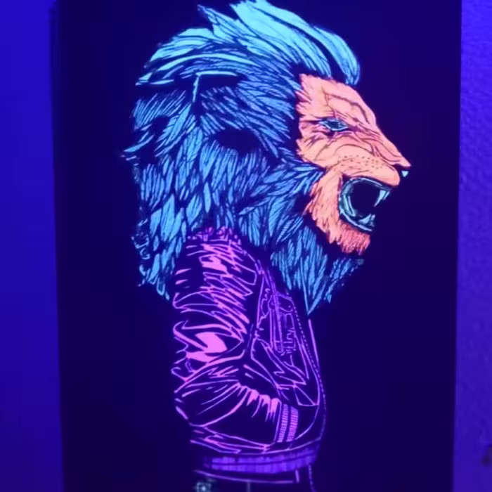 تابلو بلک لایت با طرح شیر سایز 70 در 100 سانتی متر Blacklight