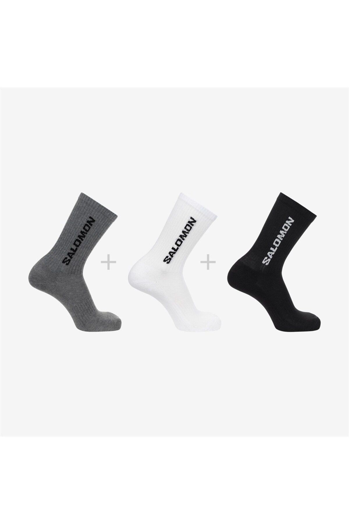 جوراب ورزشی خاکستری مردانه و زنانه جورابهای کم 3P هر روز Salomon