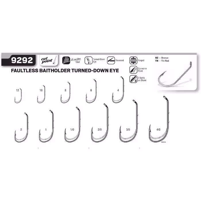 قلاب ماهیگیری وی ام سی کد 9292 سایز TR 1.0 بسته 10 عددی