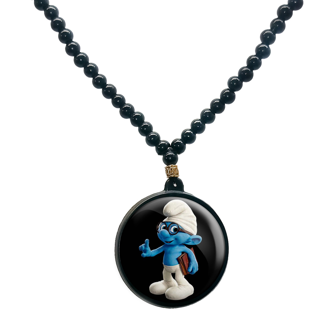 گردنبند پرمانه طرح اسمورف کد pmd.10504 مدل دو طرفه