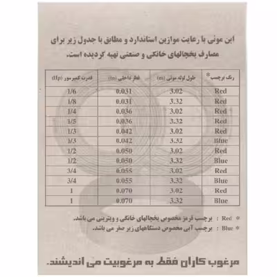 لوله مویی مرغوب مدل 036-1/5HP طول 3.32 متر