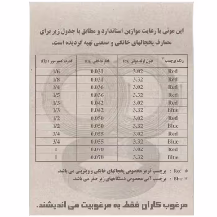 لوله مویی مرغوب مدل 036-1/5HP طول 3.32 متر