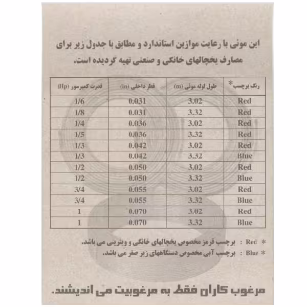 لوله مویی مرغوب مدل 036-1/5HP طول 3.32 متر