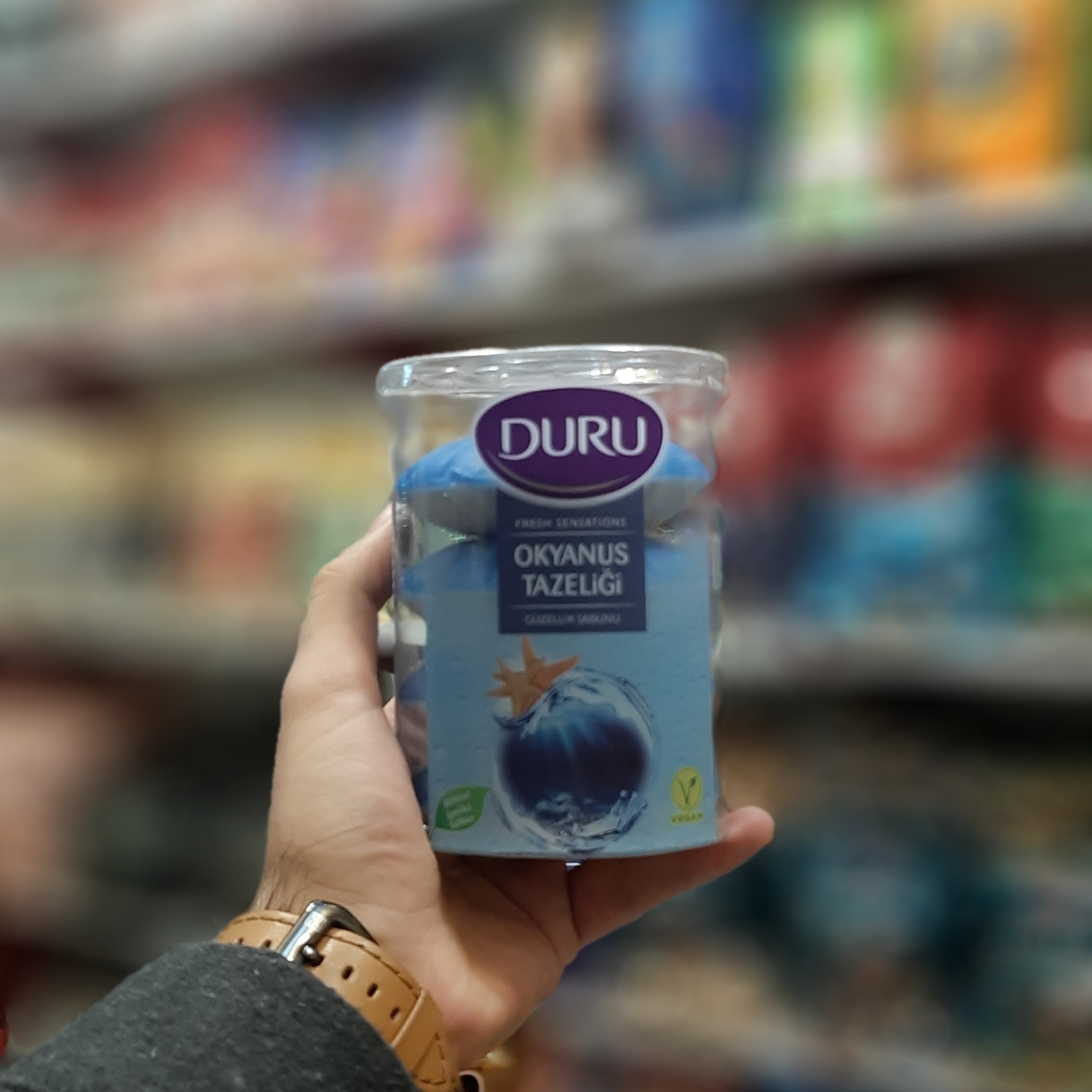 صابون حمام Duru مدل لیوانی بسته 4تایی با رایحه اقیانوسی okyanus مخصوص دوش و حمام دورو بهداشت