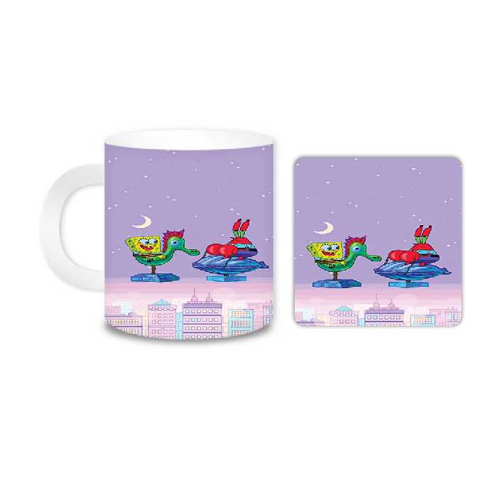 ماگ مدل باب اسفنجی کد 1926 به همراه زیر لیوانی