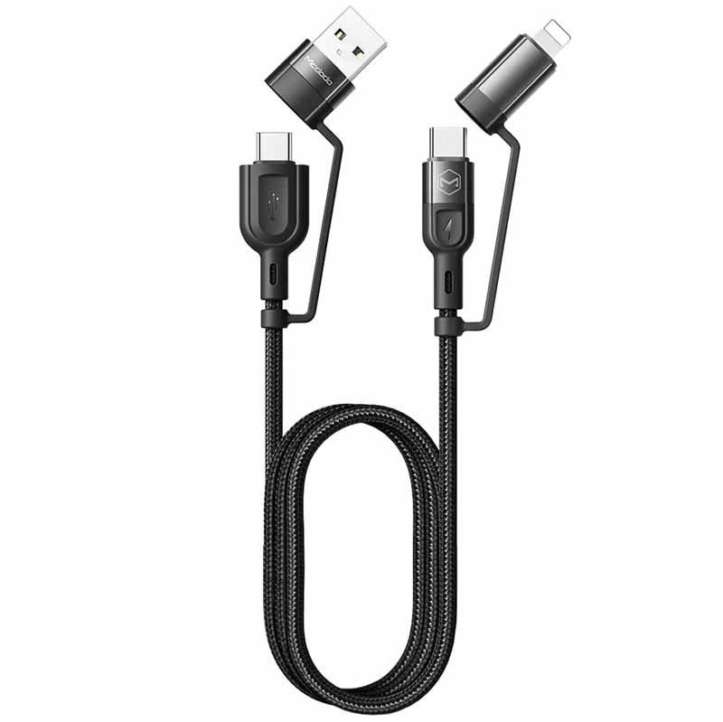 کابل تبدیل USB-C-USB به لایتنینگ-USB-C مک دودو مدل Multifunctional PD 60w طول 1.