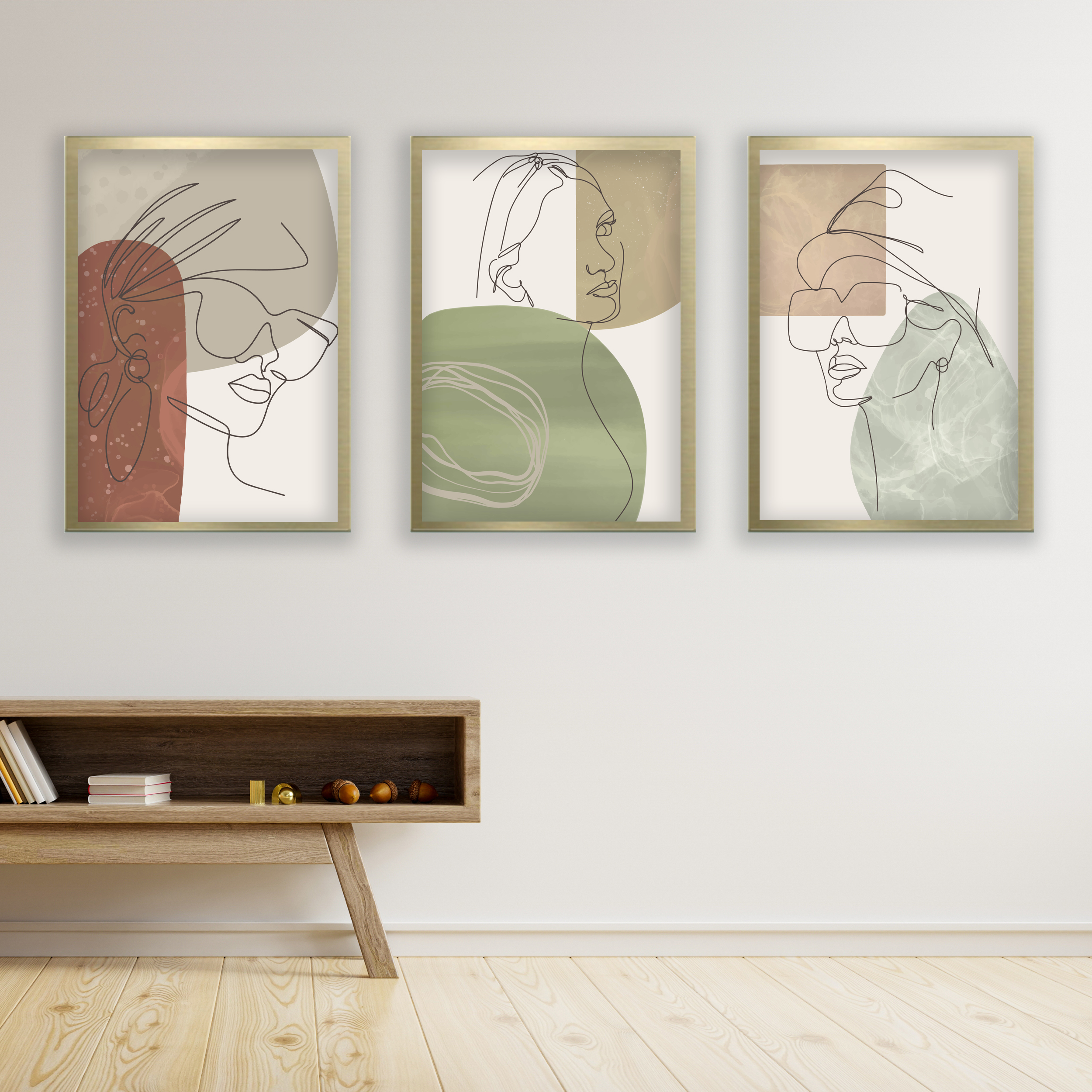 تابلو مدل مینیمال دکوراتیو کد LA-G3091 مجموعه 3 عددی