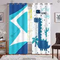 پرده پانچی طرح دایناسوری با زمینه سفید WA-2172