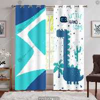 پرده پانچی طرح دایناسوری با زمینه سفید WA-2172