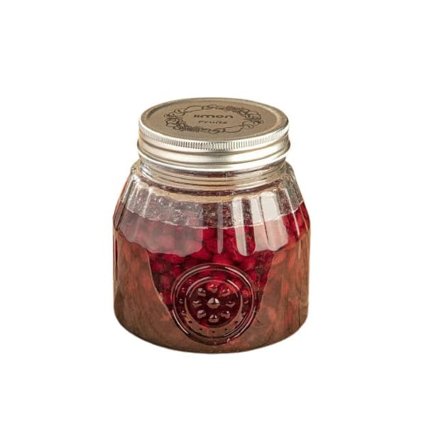 بانکه شیشه ای 890 میلی لیتر درب فلزی لیمون