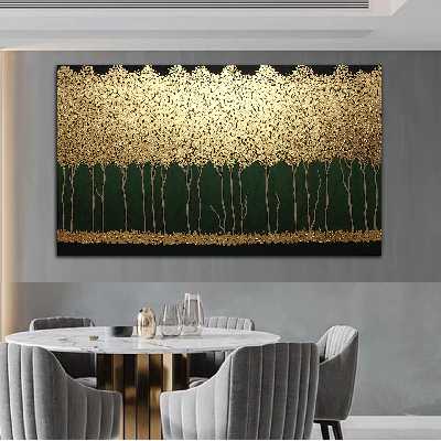 تابلو نقاشی ورق طلا طرح تلالو درختان در شب کد 0185