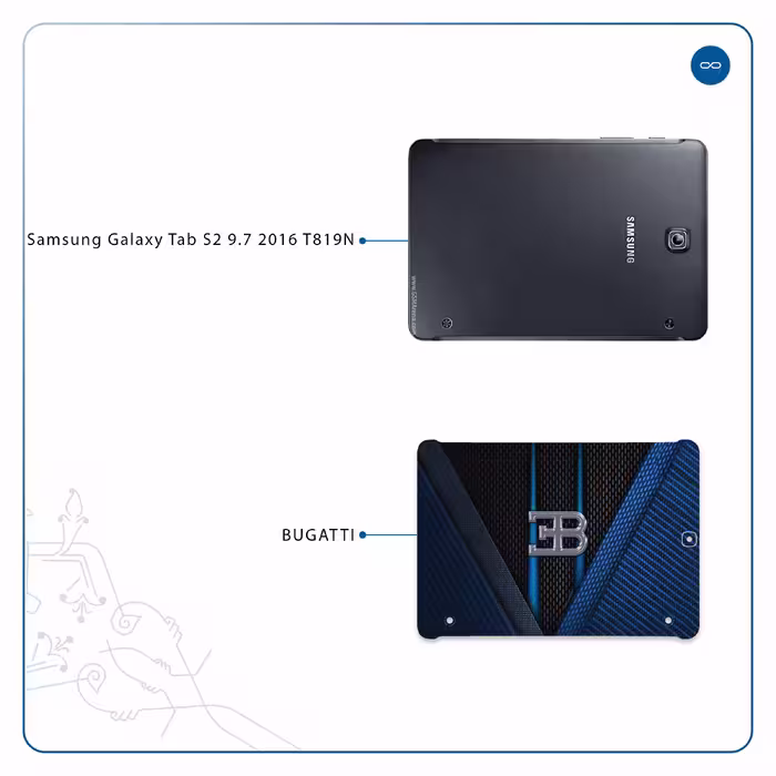 برچسب پوششی ماهوت مدل BUGATTI مناسب برای تبلت سامسونگ Galaxy Tab S2 9.7 2016 T819N