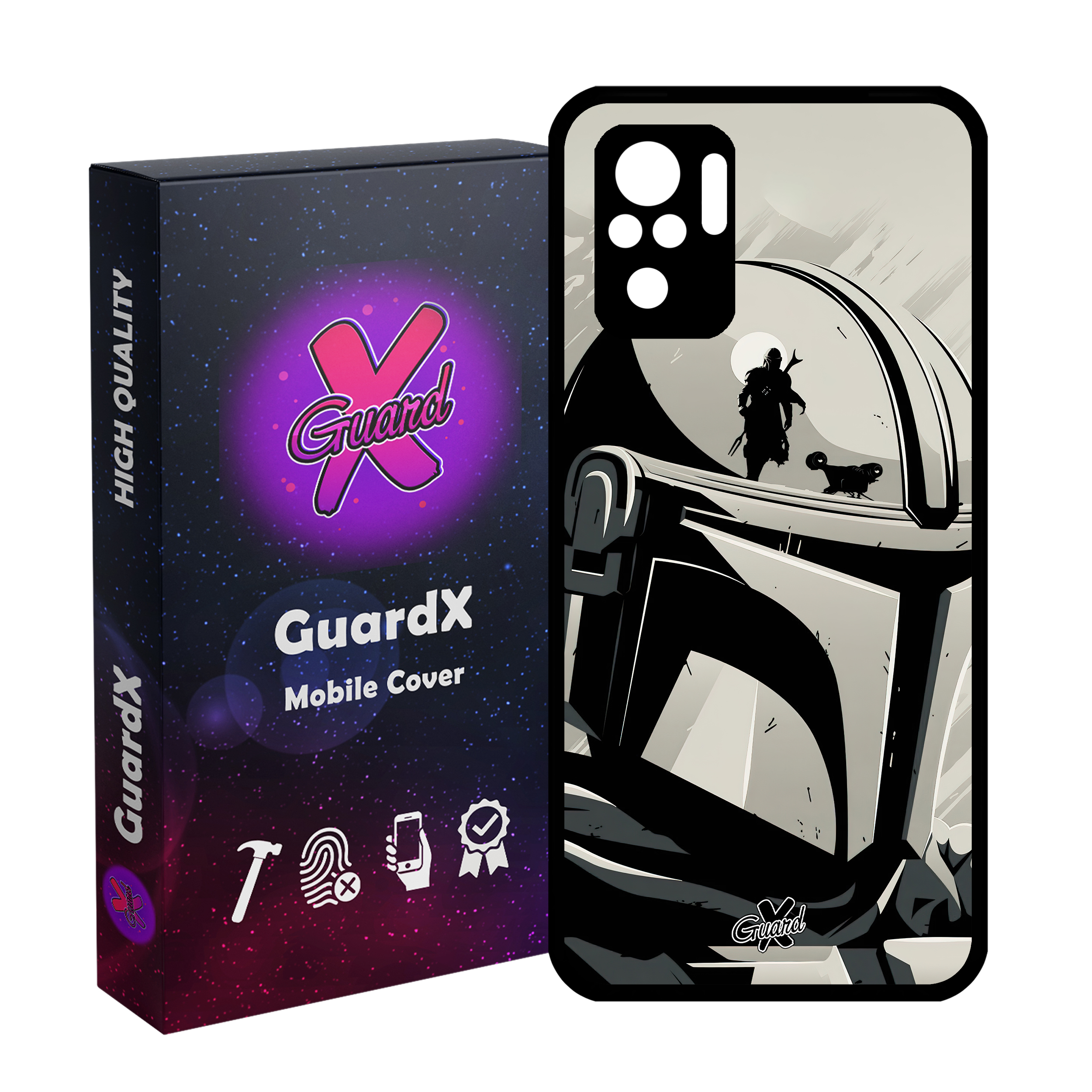 کاور گارد ایکس طرح Mandalorian مدل Glass10502 مناسب برای گوشی موبایل شیائومی Redmi Note 10 4G/Redmi Note 10S