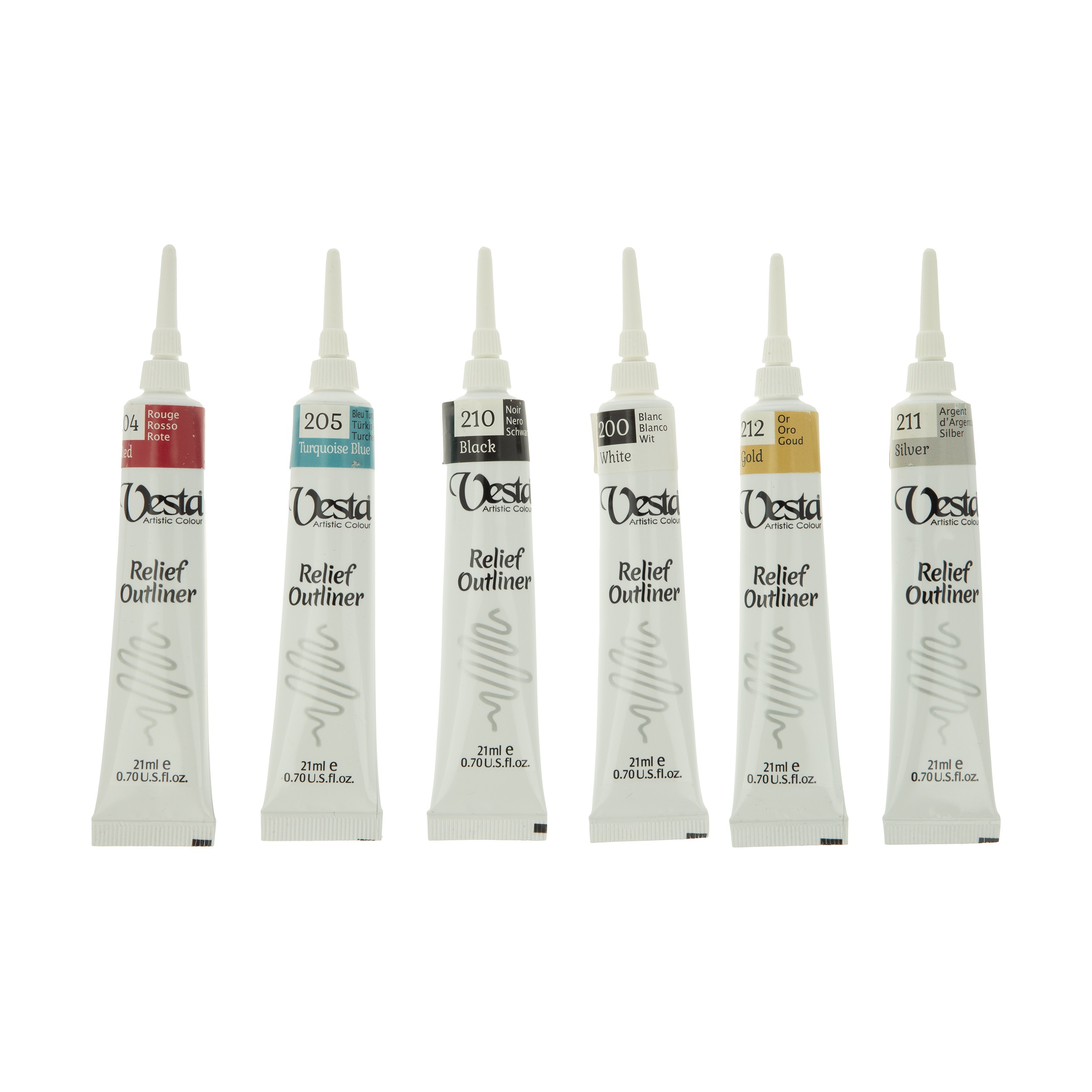 خمیر دورگیر وستا مدل Relief Outliner حجم 21 میلی لیتر بسته 6 عددی