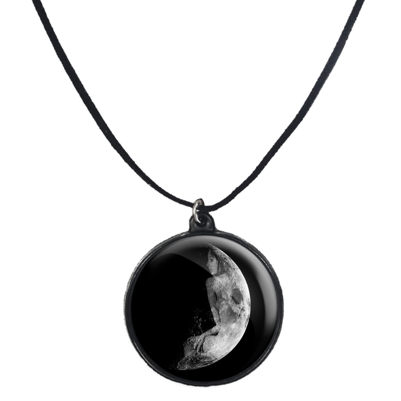 گردنبند پرمانه طرح ماه کد pmb.24679 مدل دو طرفه