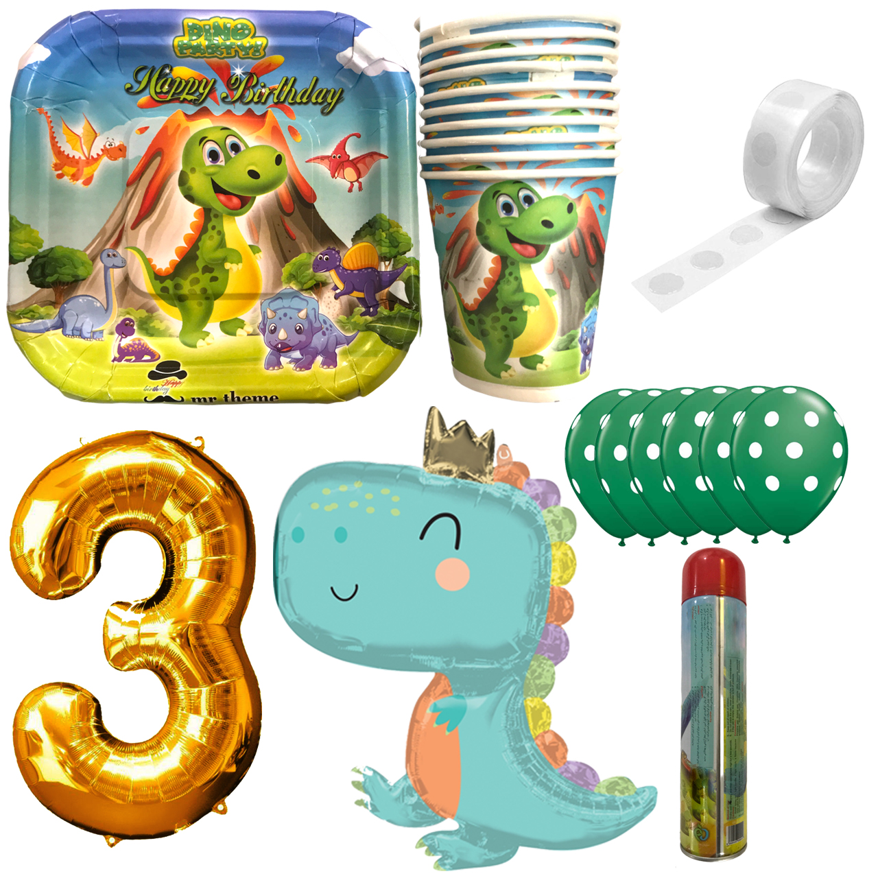 مجموعه 30 عددی تم تولد مسترتم طرح دایناسور کد 3