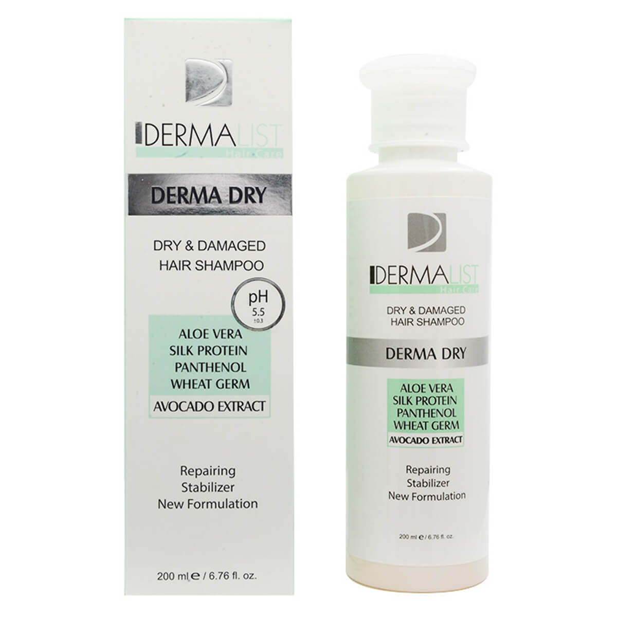 درمالیست شامپو موی خشک و آسیب دیده 200 میل مدل DERMA DRY